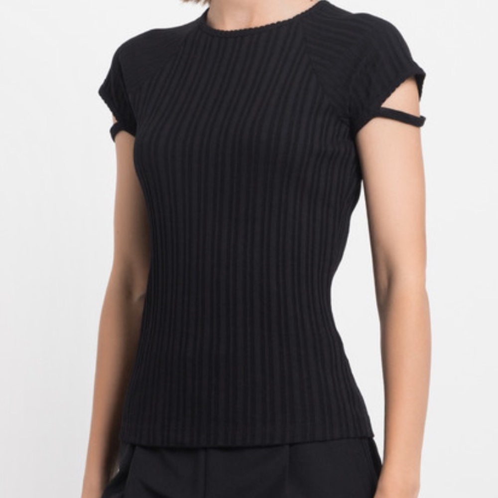 Helmut Lang Ribbed Cutout Short Sleeve Tshirt